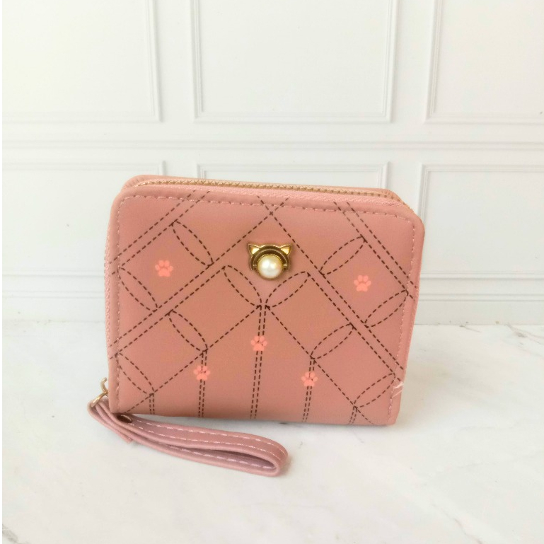 LAKUSO Dompet Resleting Satu Kecil Wanita Dompet Koin Bahan Kulit Sintetis Murah #2216