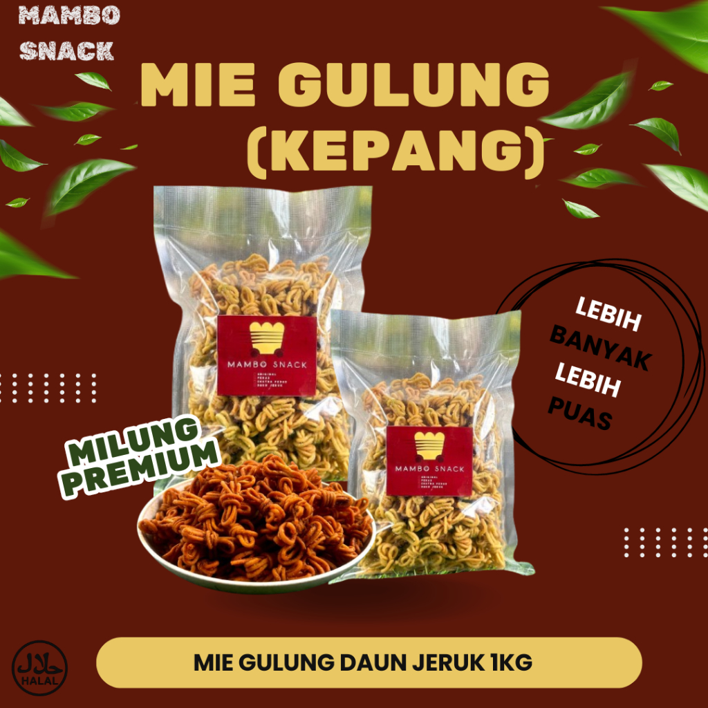 

Mie Gulung 1 Kg / Mie Kepang Pedas Gurih Daun Jeruk 1 Kg - Cemilan Bikin Nagih