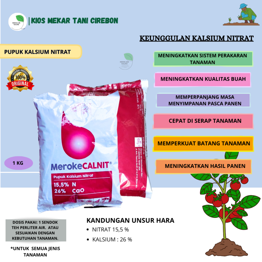 PUPUK CALNIT MEROKE 1 KG/PUPUK KALSIUM NITRAT