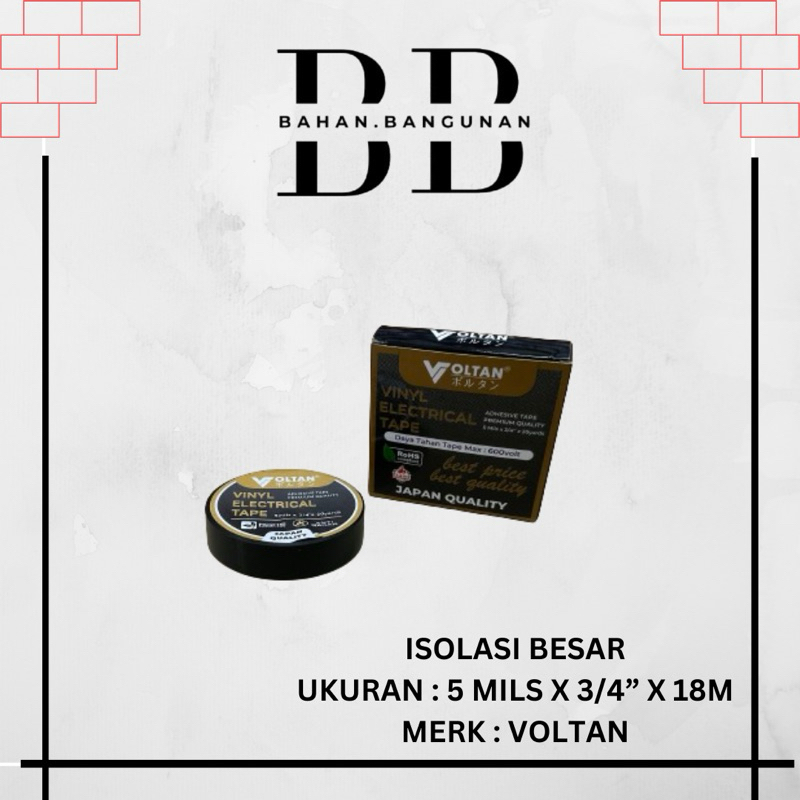 Solasi Kabel Voltan / Isolasi Listrik Tape Isolator Hitam 20 yards isolasi voltan