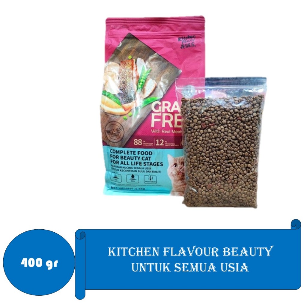 KF Kitchen Flavour Beauty Cat 400gr/Makanan Kucing KF Grain Free Beauty