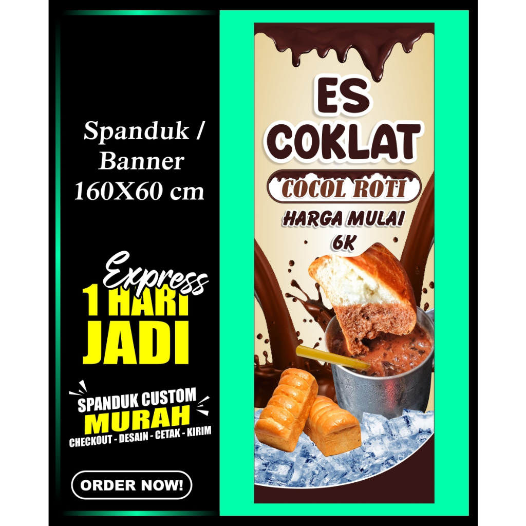 Banner ES COKLAT, Spanduk ES COKLAT 160X60 cm, COD / Banner ES COKLAT, Spanduk ES COKLAT 160X60 cm, 
