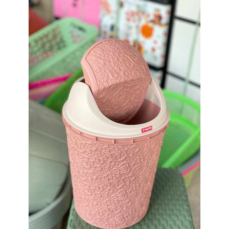 Bak sampah pakai tutup Pasific // bak sampah warna cantik // bak sampah bulat pakai tutup