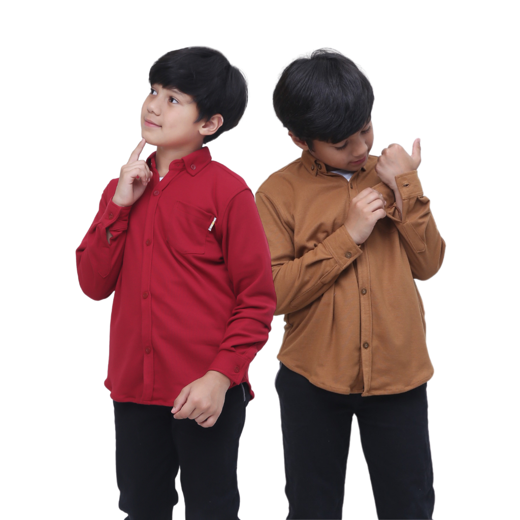KIDDEN Baju Kemeja Anak Laki Laki Katun Pique Atasan Oversize Pria Wanita Bayi Kids Remaja 3-14Tahun