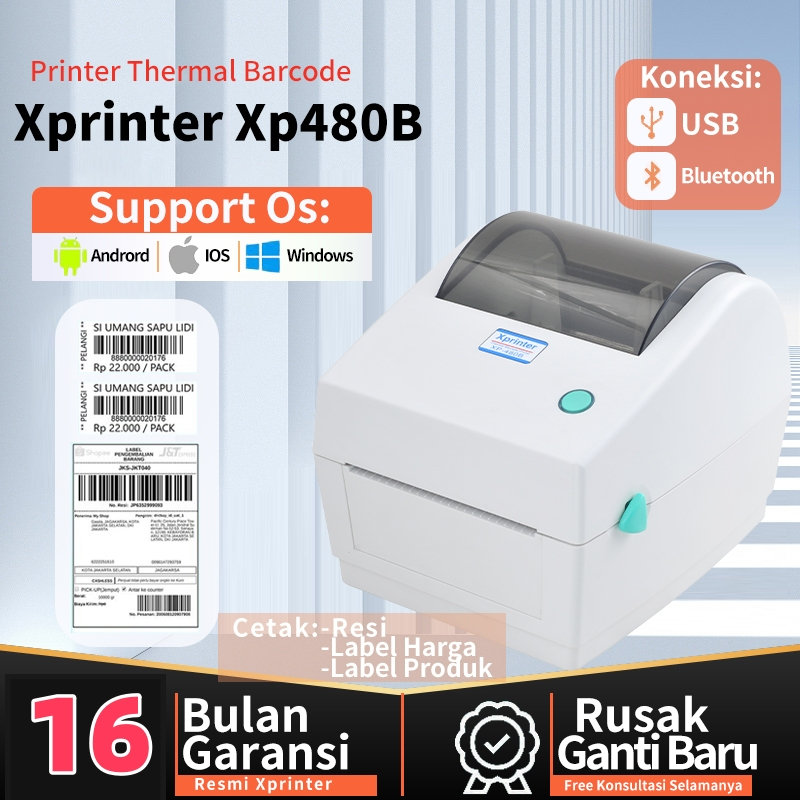 Printer Thermal Barcode Label Thermal Xp-480B 30-110MM USB/USB-BLUETOOTH Xprinter