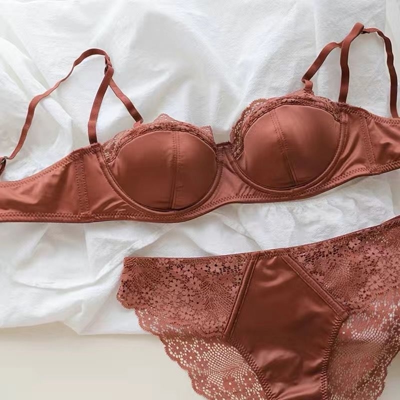 PENAWARAN TERBATAS Estelle BRA SET Setelan BH + CD Lace Renda Sexy Transparan Hot Satin Kawat Push