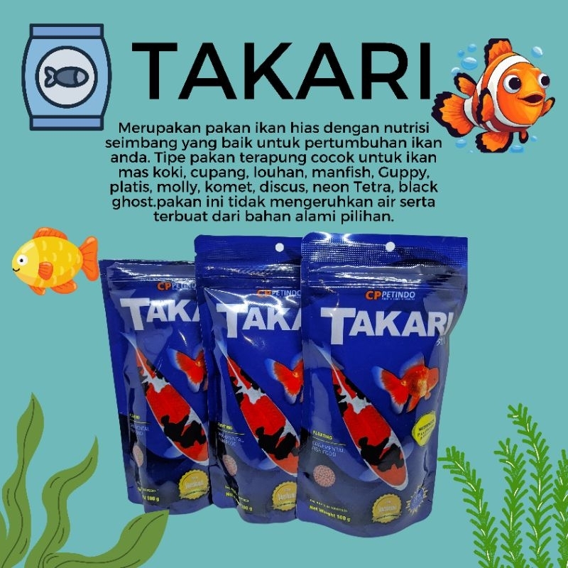 TAKARI, Pakan ikan hias, pakan ikan koki, pakan ikan koi, pakan ikan aquascape