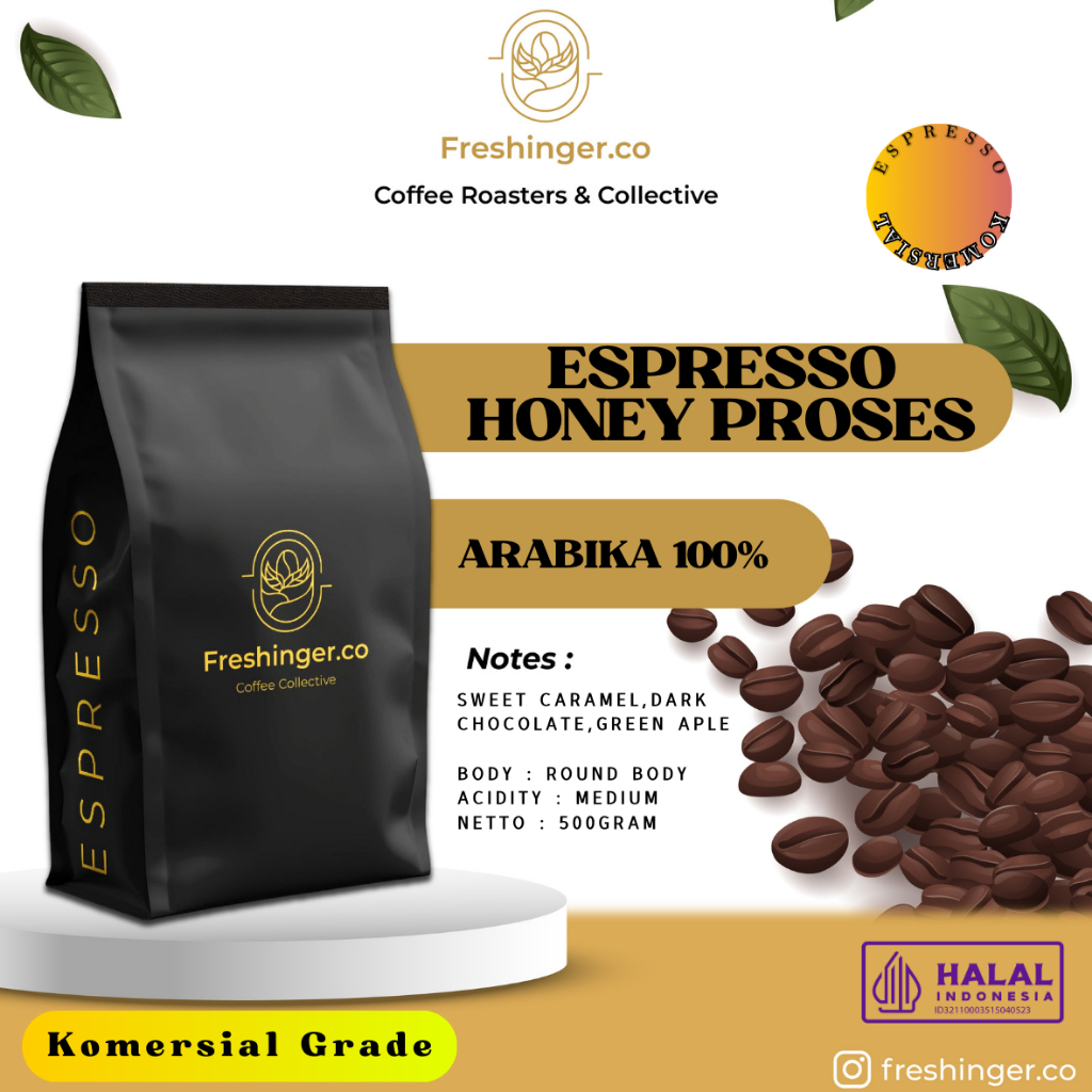 

Arabika Espresso Honey Proses (Biji/Bubuk) 500gram