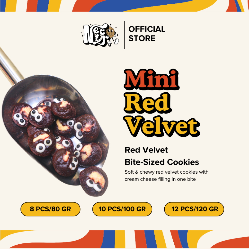 

Nectr. Cookies - Mini Red Velvet with Cream Cheese Filling Soft Chewy Cookies | (8, 10, 12 Pcs)