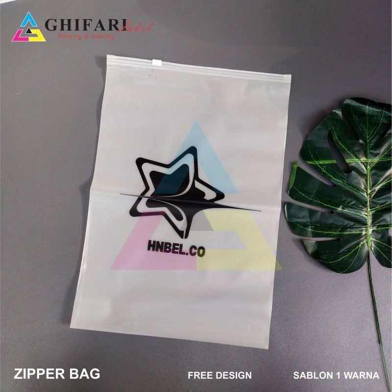 50 pcs zipperbag custom desain / pouch hijab / plastik hijab / plastik packing/ pouch skincare