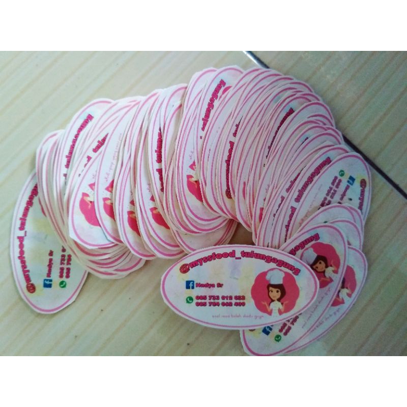 

stiker oval custom 6x3 murah sehari jadi