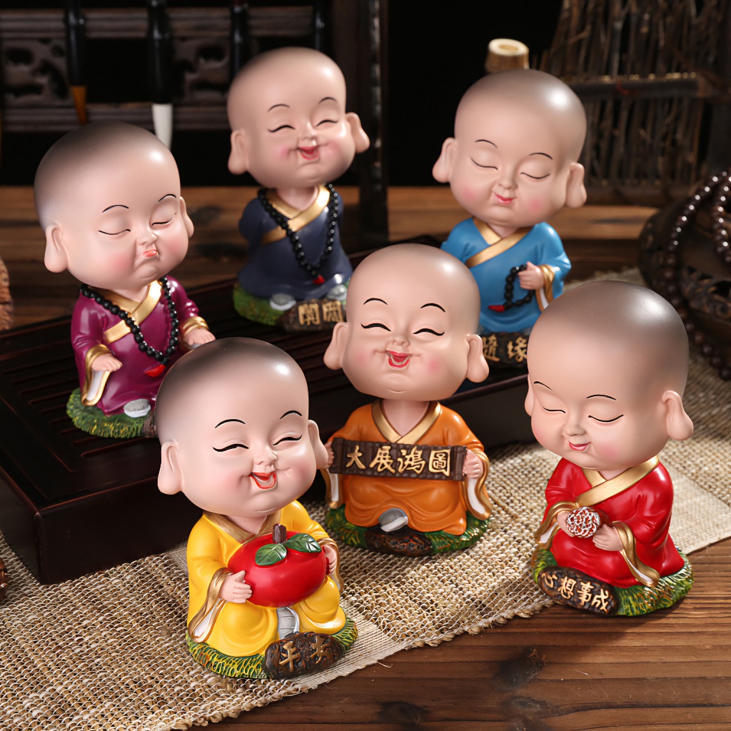 pajangan patung biksu shaolin kungfu miniatur car dashboard mobil lucu unik interior rumah