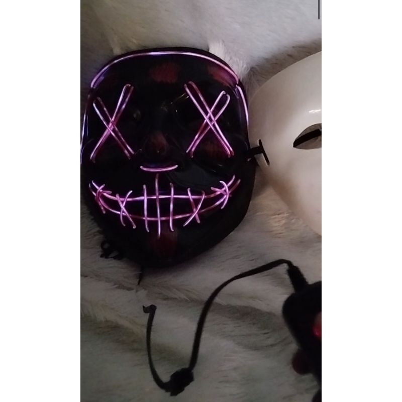 Topeng LED/NEON tiktok + BONUS TOPENG VENDETTA (minus) preloved/bekas/second