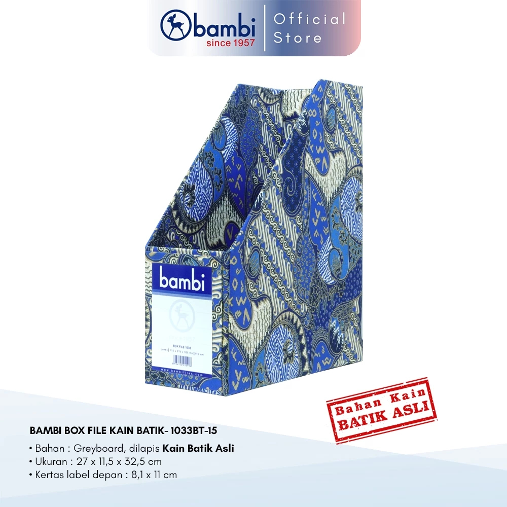 

Bambi Magazine File / Box File Batik Asli – 1033BT Medium Blue