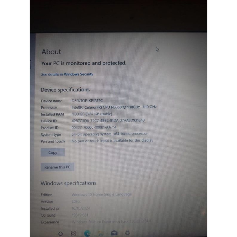 laptop asus x441N celeron N 3350 ram 4gb hdd 500gb