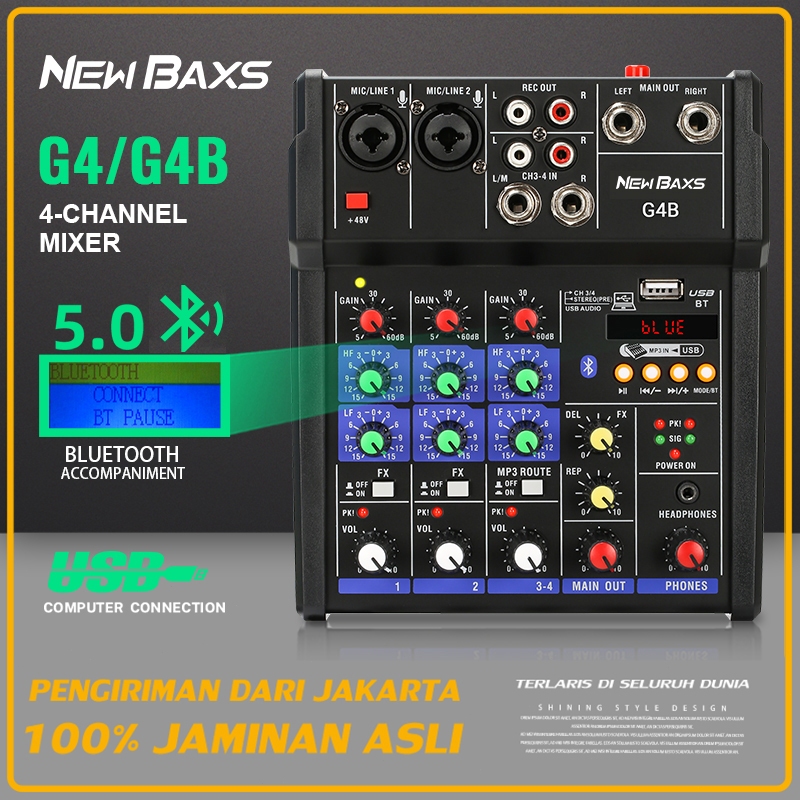 NEW BAXS G4/G4B audio mixer Profesional Mixer audio murah meriah rakitan Mini 4-Saluran Mixer audio 