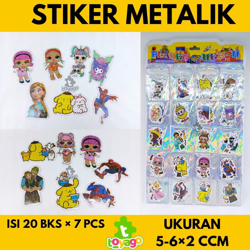 

Stiker metalik karakter 20 Bks Grosir Murah ( Stiker Metalik Toyago toys)