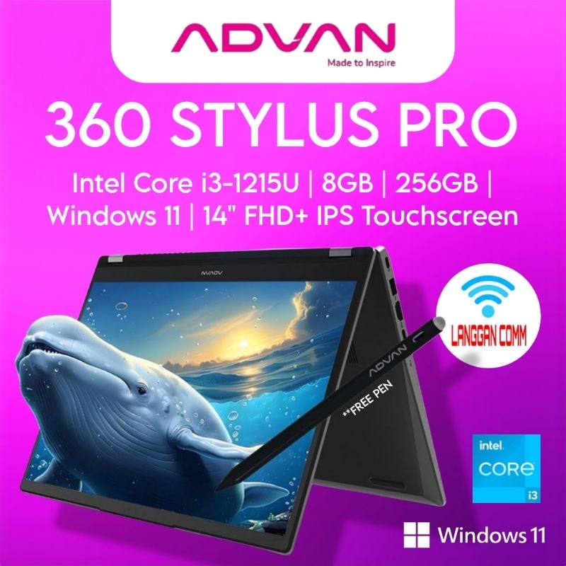 Laptop Advan 360 Stylus Pro Intel Core i3-1215U 14  inch FHD+ Touchscreen Ram 8GB SSD 256GB Laptop 2