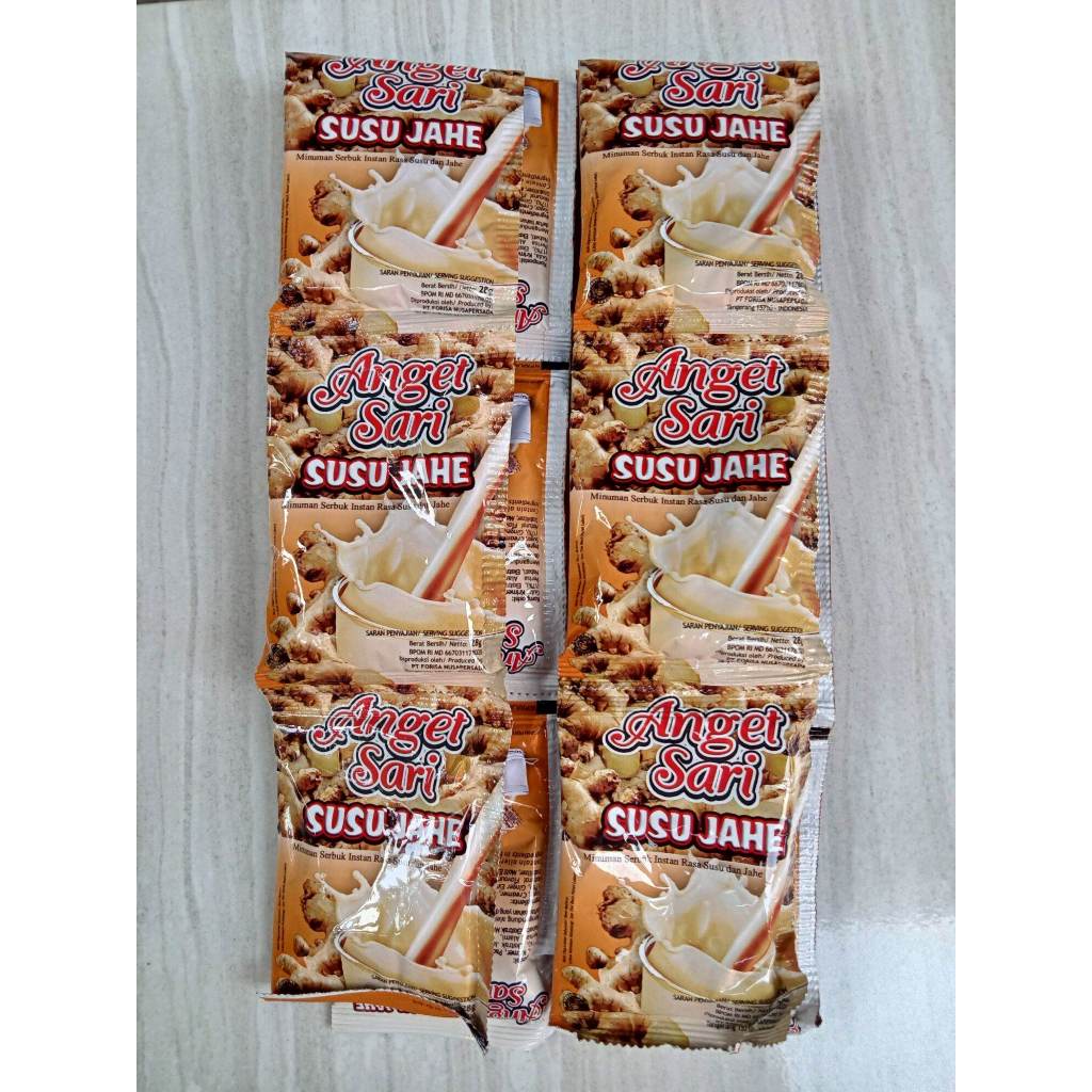 

Anget Sari Susu Jahe Bubuk Instan 25gr 1 Renceng Isi 10 Pcs
