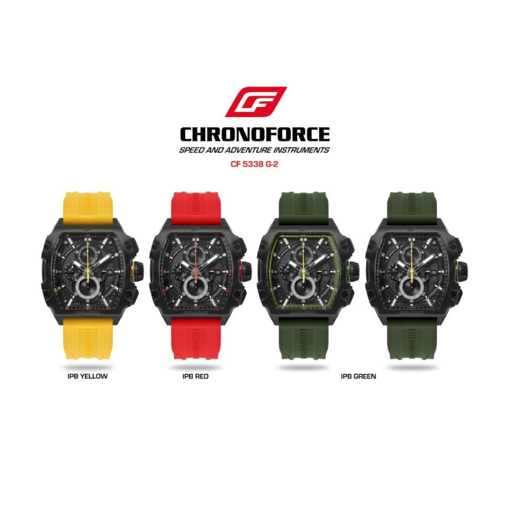 Jam Tangan Pria CHRONOFORCE CF 5338 G-2 Kuning / Merah / Hijau Original Resmi