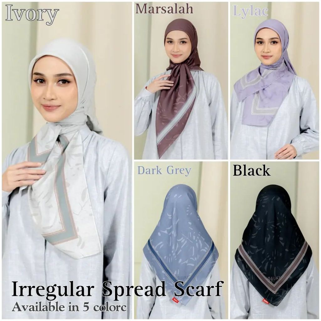 DAUKY - IRREGULAR SPREAD SCARF / SCARF VOAL TERBARU DAUKY / SEGIEMPAT MOTIF