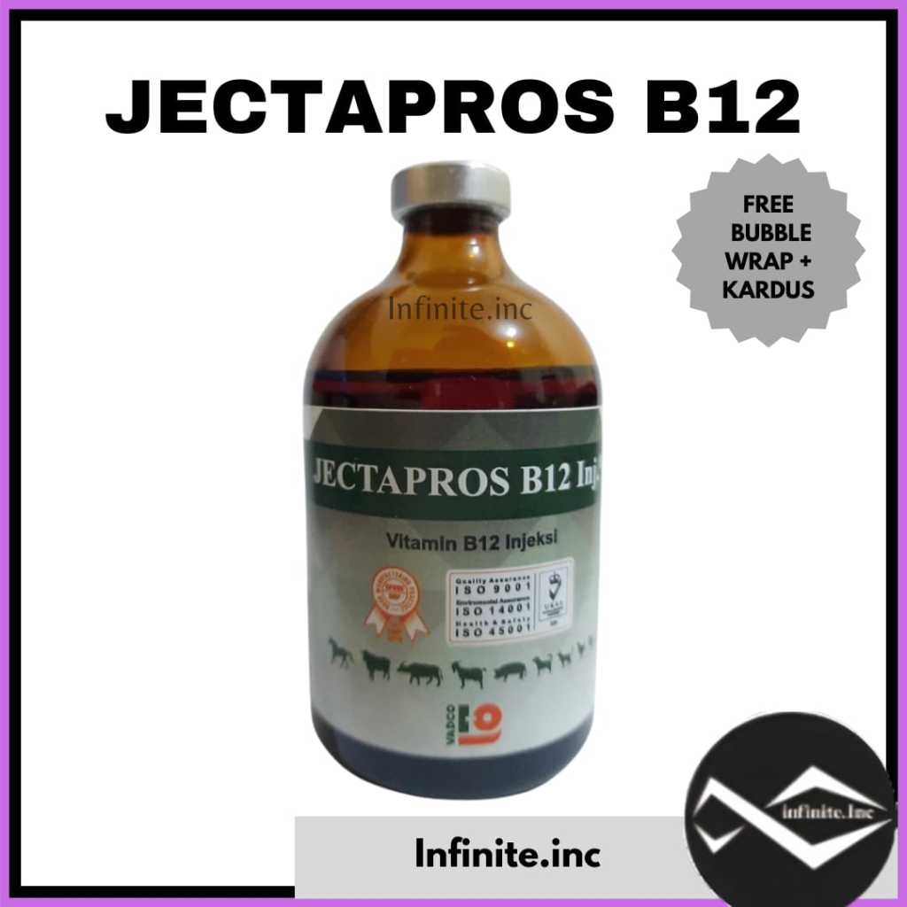 JECTAPROS B12 INJ 100ml  VADCO- Vitamin B12 Hewan, Anti anemia hewan Menambah nafsu makan - LIKE Jec