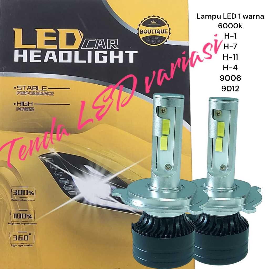 LAMPU LED MOBIL SOKET H4 H3 H11 H7 H1 HB3 HB4 9012 DC12V 60WATT 6000K 1 WARNA