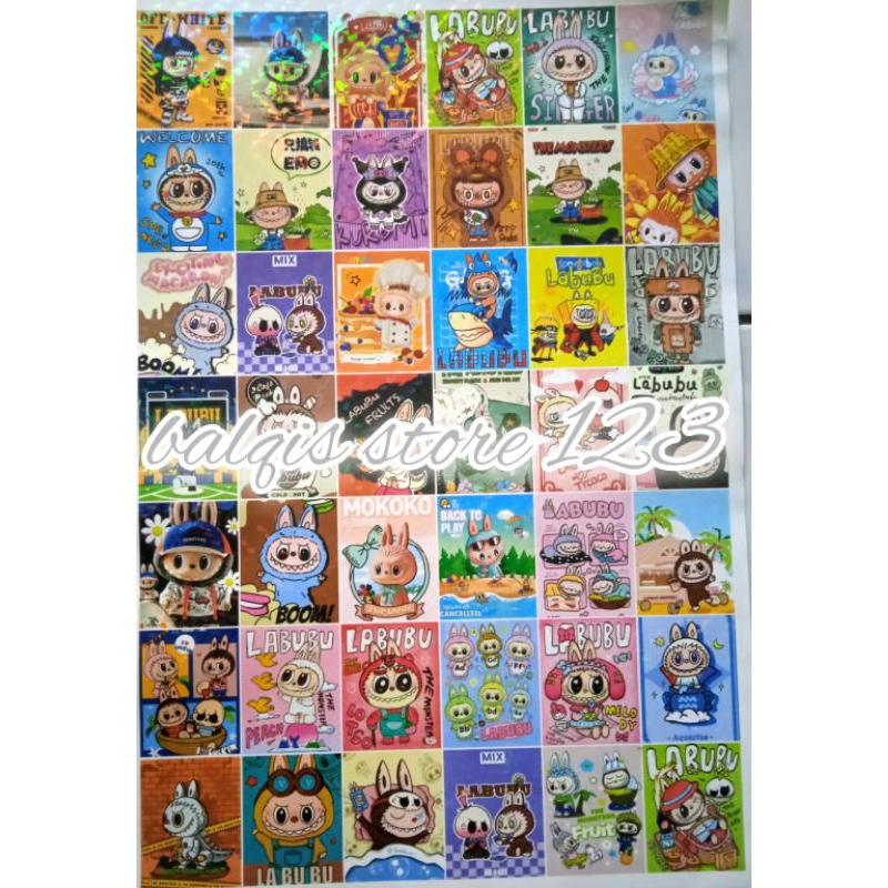 

labubu sticker hologram 14pcs sudah dipotong/pcs