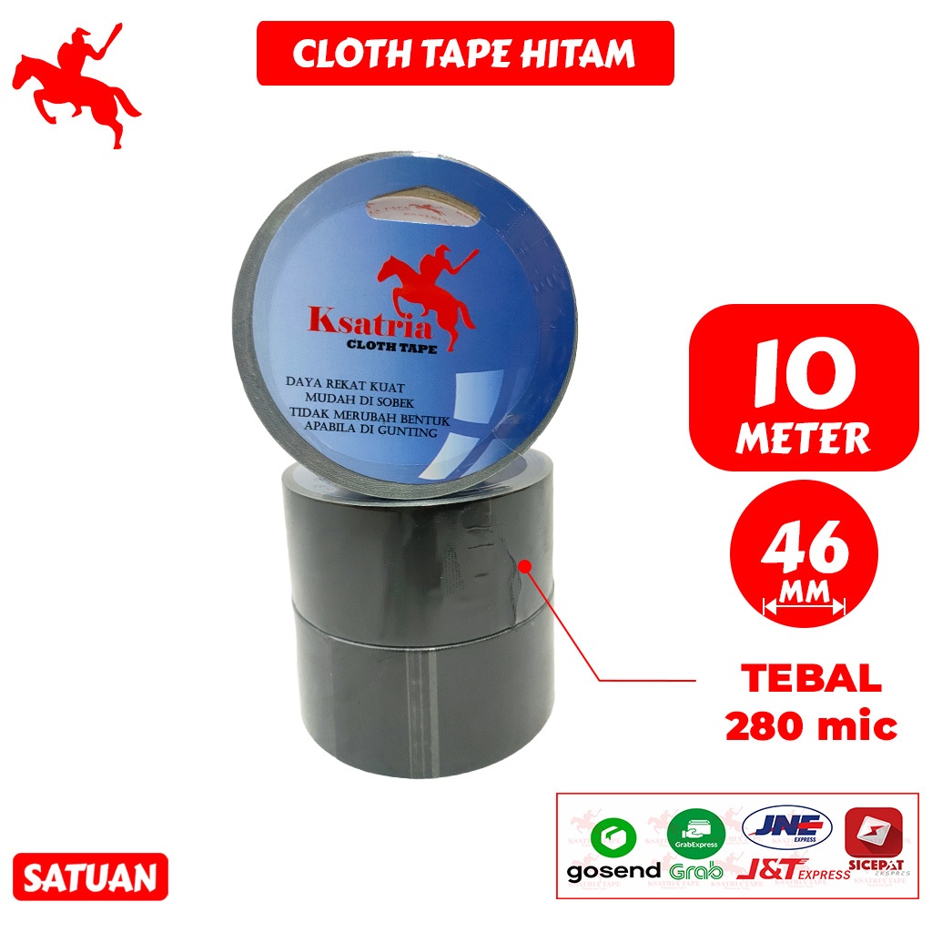 

Lakban Kain Solasi Kain Ksatria Tape Cloth Tape 46mm X 10 meter X 280MIC Lakban Kuat Lem