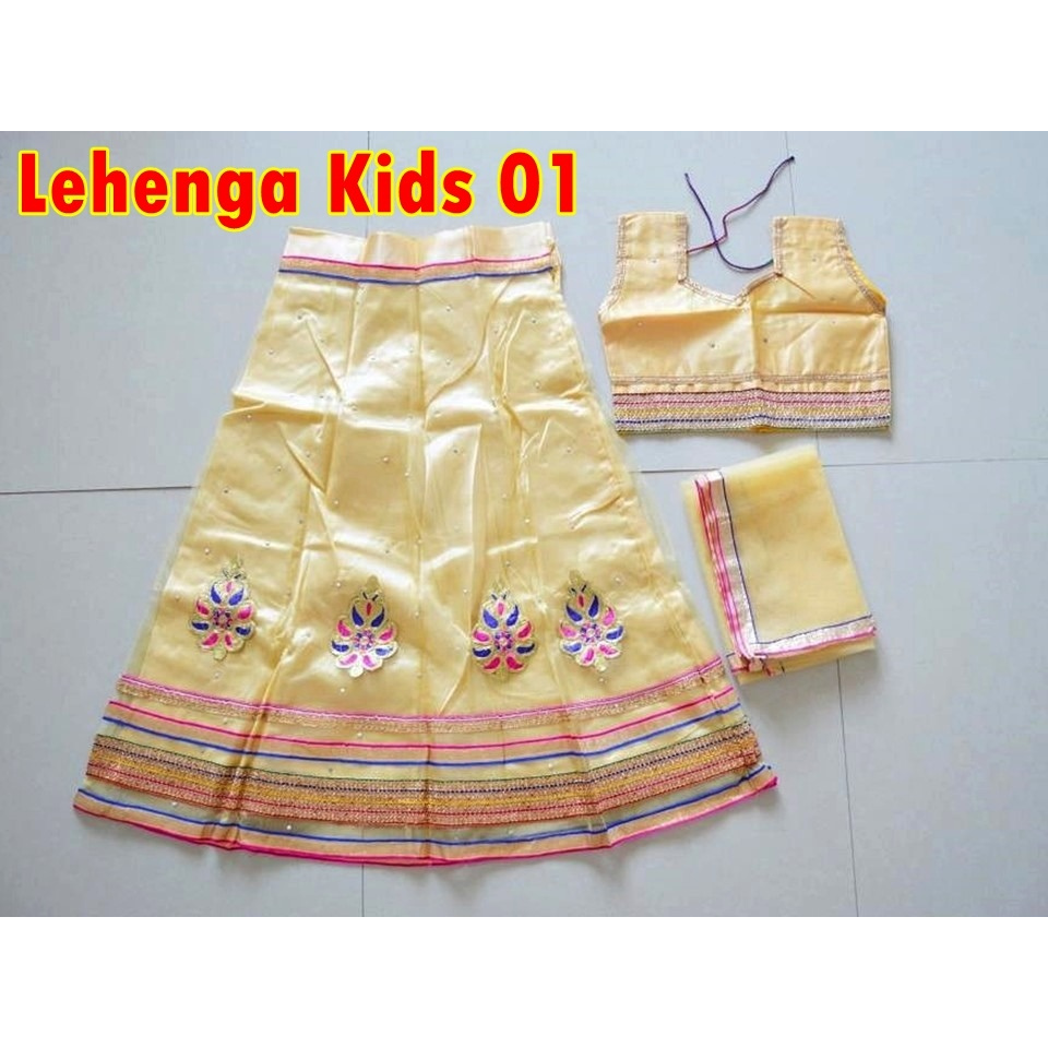(SALE LAST STOCK) GOLD Lehenga Kids Umur 7,8,9,10 tahun/ Baju Anak Perempuan India