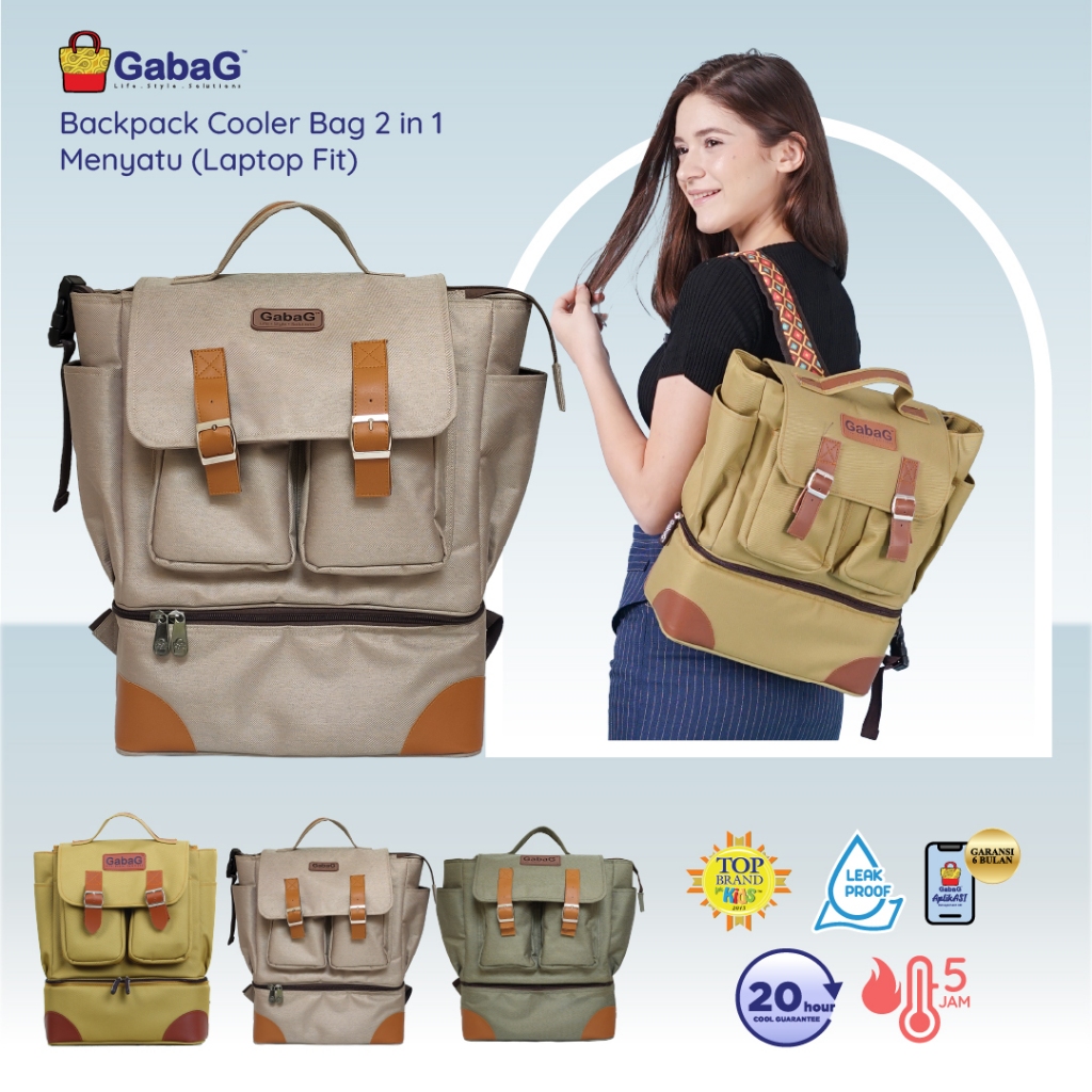 GabaG Tas Asi – Backpack Cooler Bag 2 in 1 ( Laptop Fit)| Tas Bekal | tas bayi | Diaper Bag