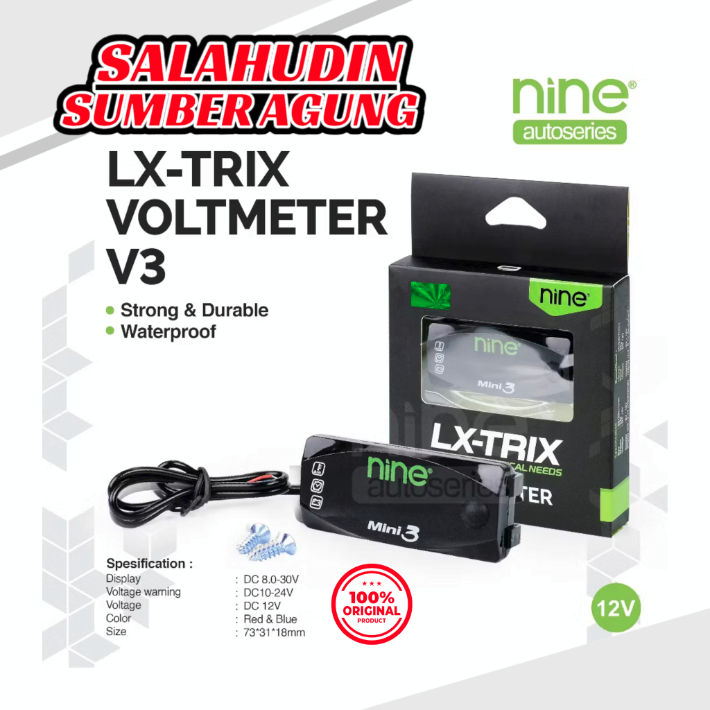 VoltMeter Volmeter Ampere Aki Digital 12V Motor Mobil Universal LX-TRIX 1 2 3 Mode
