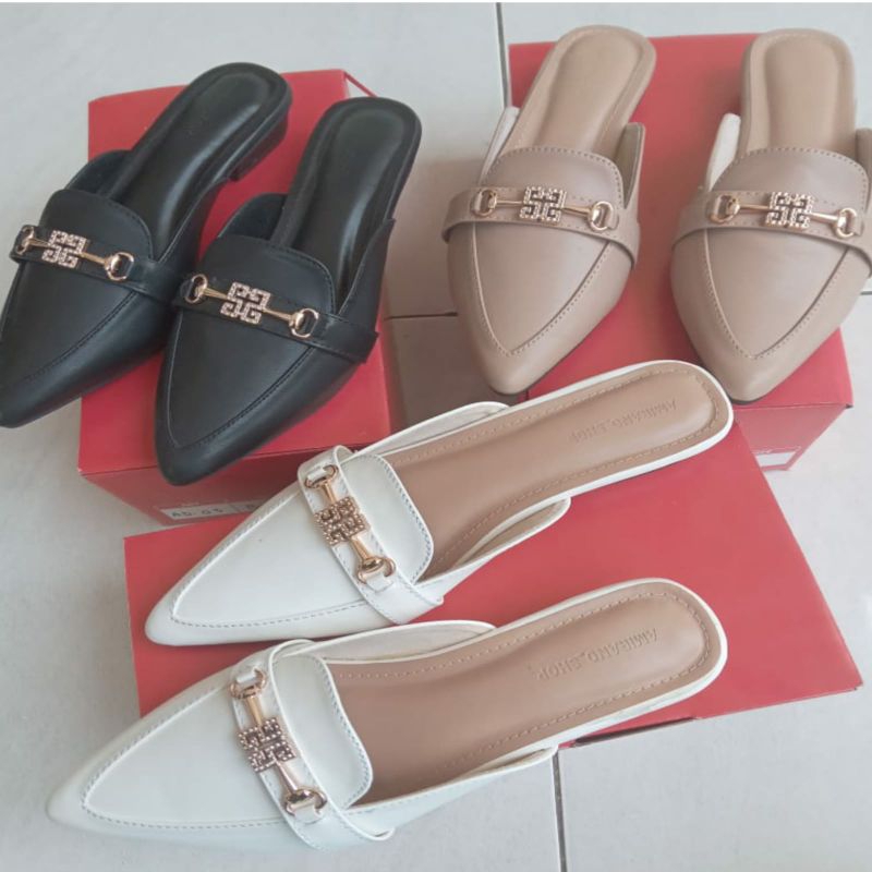 Sandal Selop Wanita Mules Korean Style Terbaru 2cm