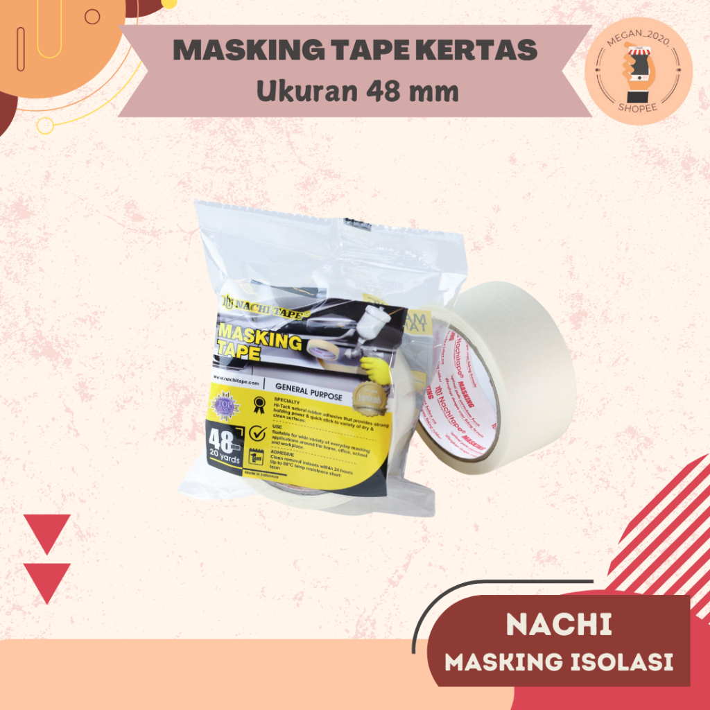 

MASKING TAPE 48MM Nachi Lakban Kertas 48mm Plakban Selotip Isolasi Solasi murah