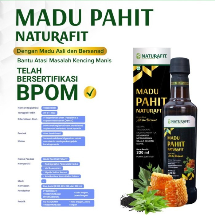 

Madu Pahit Naturafit 330ML