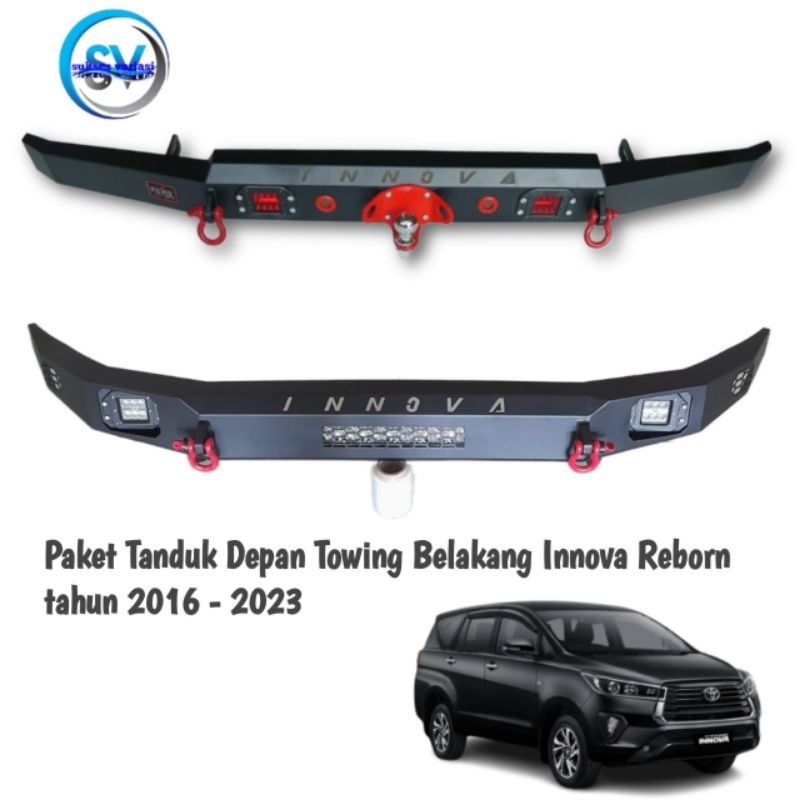 Paket Tanduk Depan Towing Belakang Mobil Innova Reborn Tahun 2016 - 2023 Model Costum Euro Class