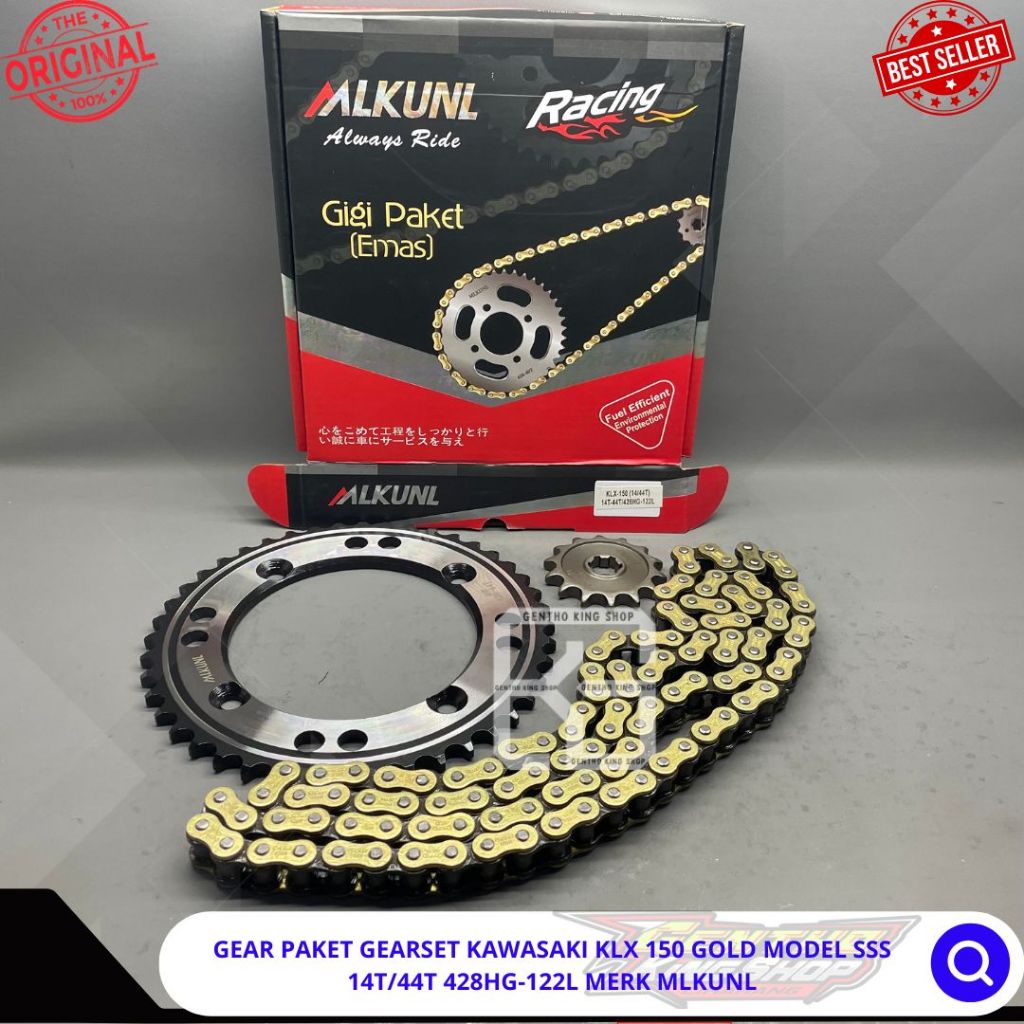 GIR GEAR SET RANTAI KLX 44-14 428 MLKUNL RANTAI GOLD