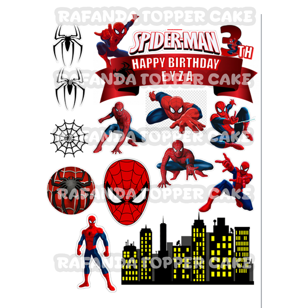 Fujila Topper Kue Ultah Toper Ulang Tahun Kartun Spiderman Pakai Nama