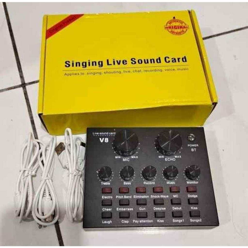 Paket Karaoke Mixer Audio Soundcard V8 Bluetooth dan Mic