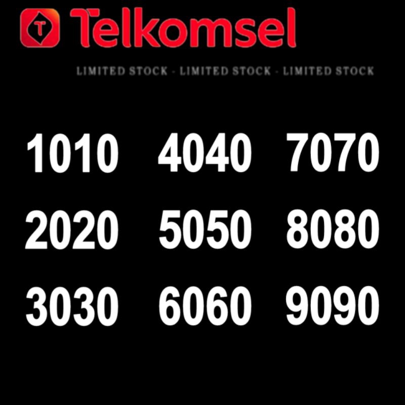 kartu perdana nomor cantik simpati 4g telkomsel puluhan 1010 2020 3030 4040 5050 6060 7070 8080 9090