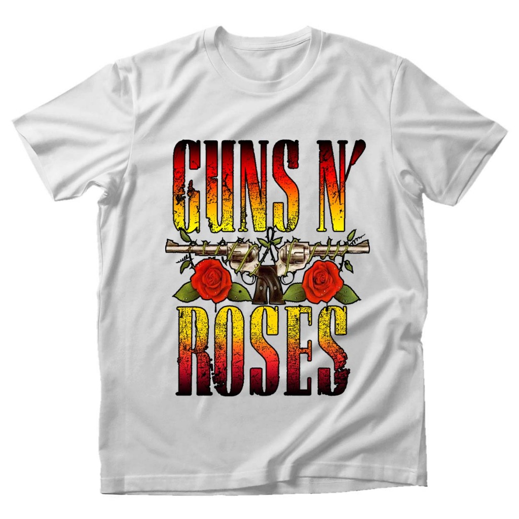 baju kaos musik band distro putih guns n roses katun 24s tebal free stiker