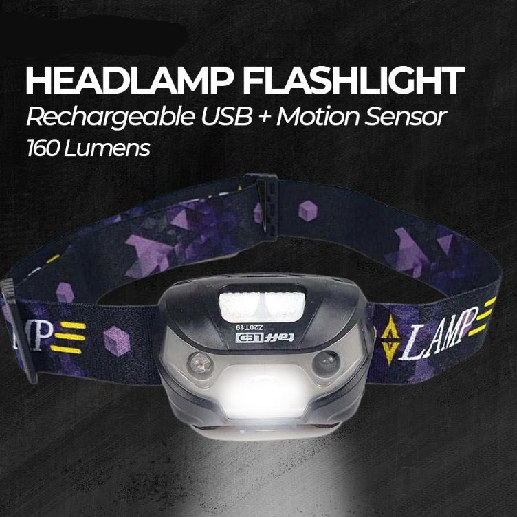 Borong Meriah HEADLAMP WATERPROOF SENSOR USB CARGER Z2T19 SENTER KEPALA CAMPING GUNUNG OUTDOOR HIKIN