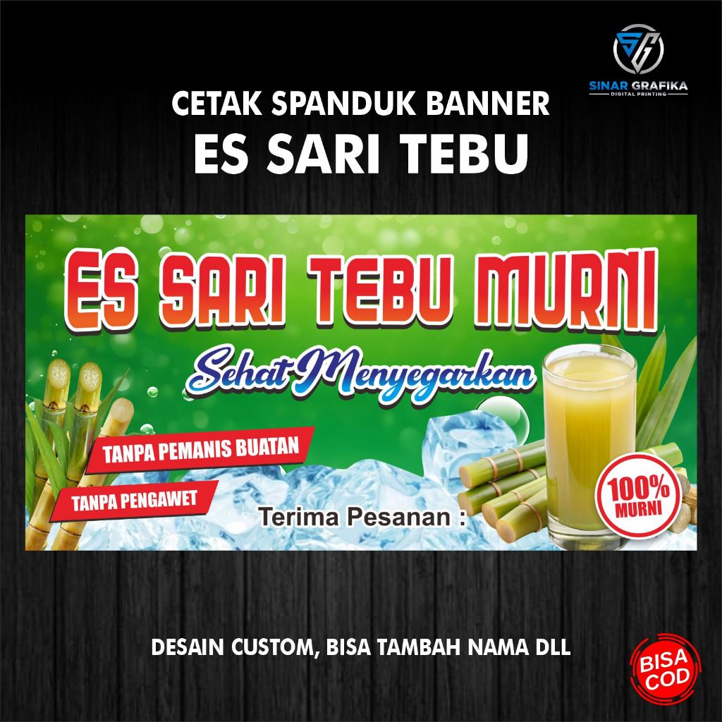 Spanduk Banner Es Tebu, Es Tebu Murni | SEHARI JADI