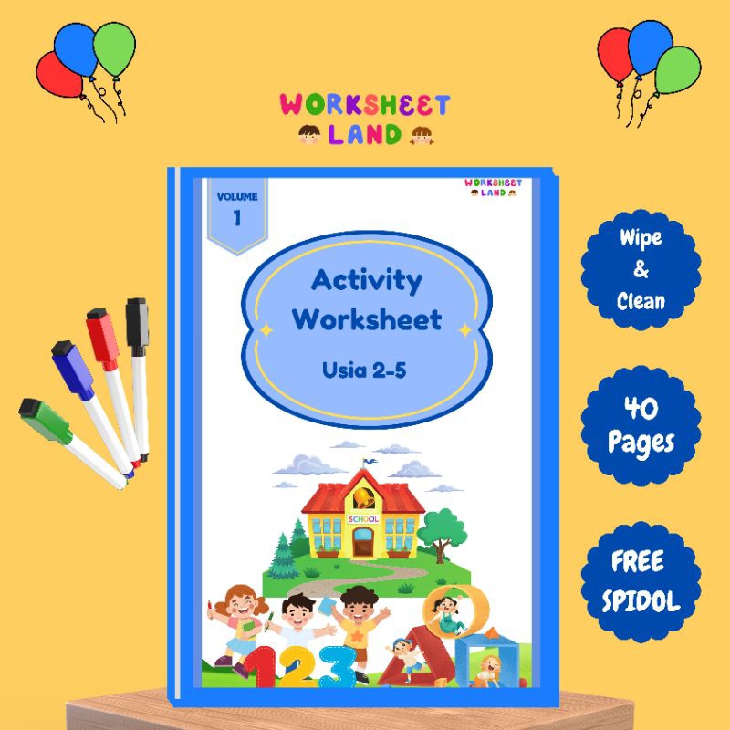 

Activity Worksheet / Lembar Aktivitas Wipe and Clean / Buku anak balita / Volume 1 / Usia 2 3 4 5 tahun / Wipe and Clean