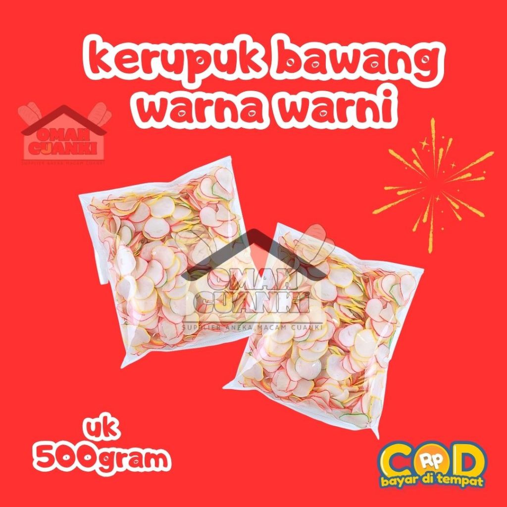 

Kerupuk Bawang Warna Warni Mentah 500 Gram