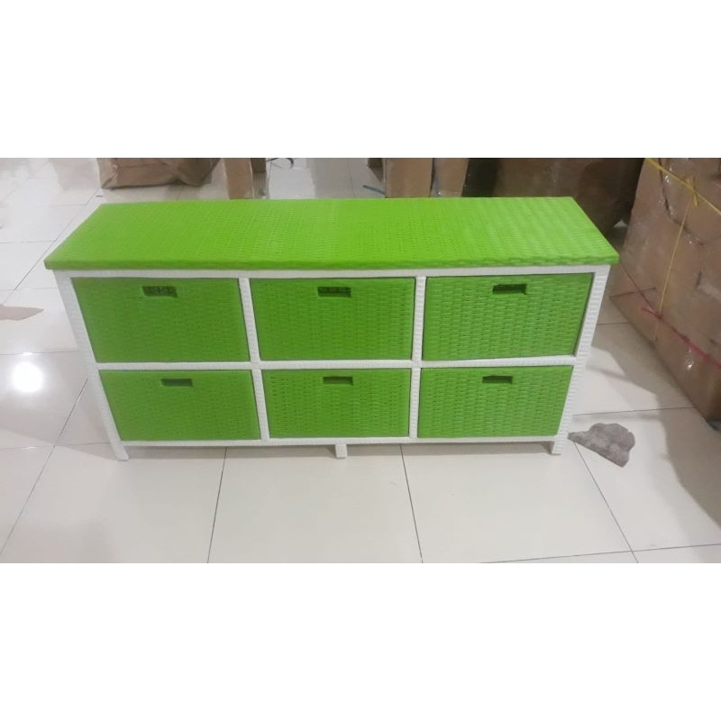 LEMARI PAKAIAN DAN TV ROTAN SINTETIS 6 LACI