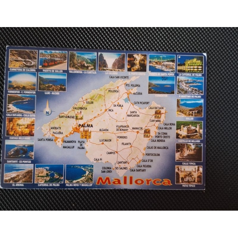 

kartu pos peta spanyol/mallorca Spain map postcard