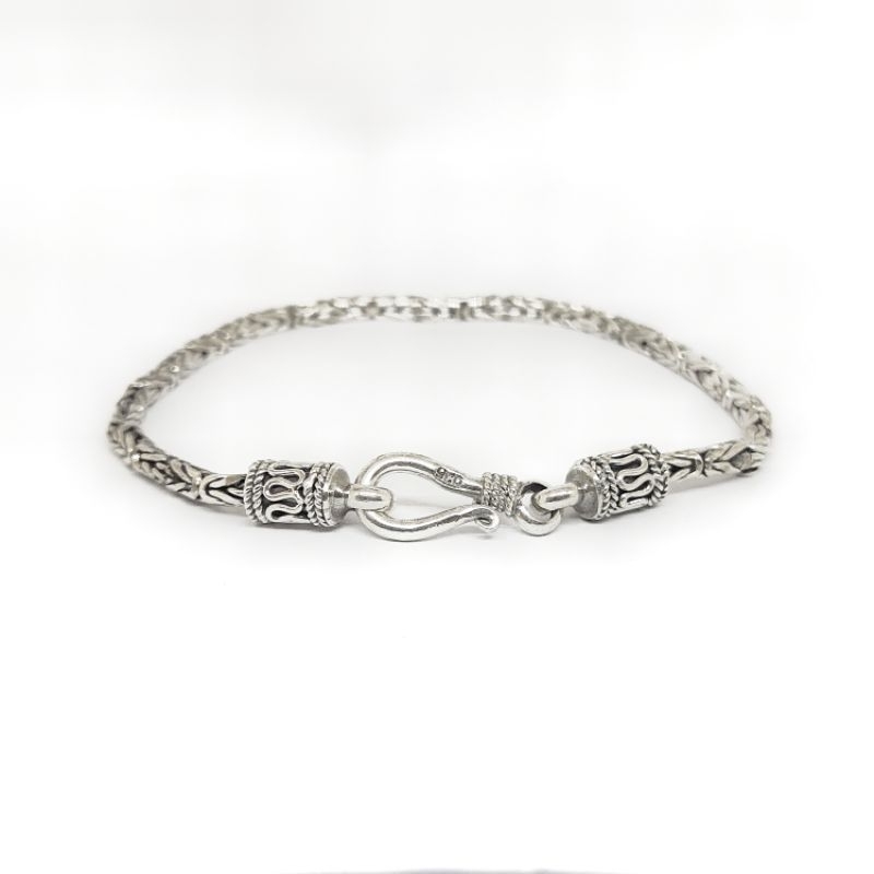 Brecelet Gelang Rantai Chain Borobudur Perak Silver Bali Asli 925 Anak Wanita Pria laki laki Elegan 