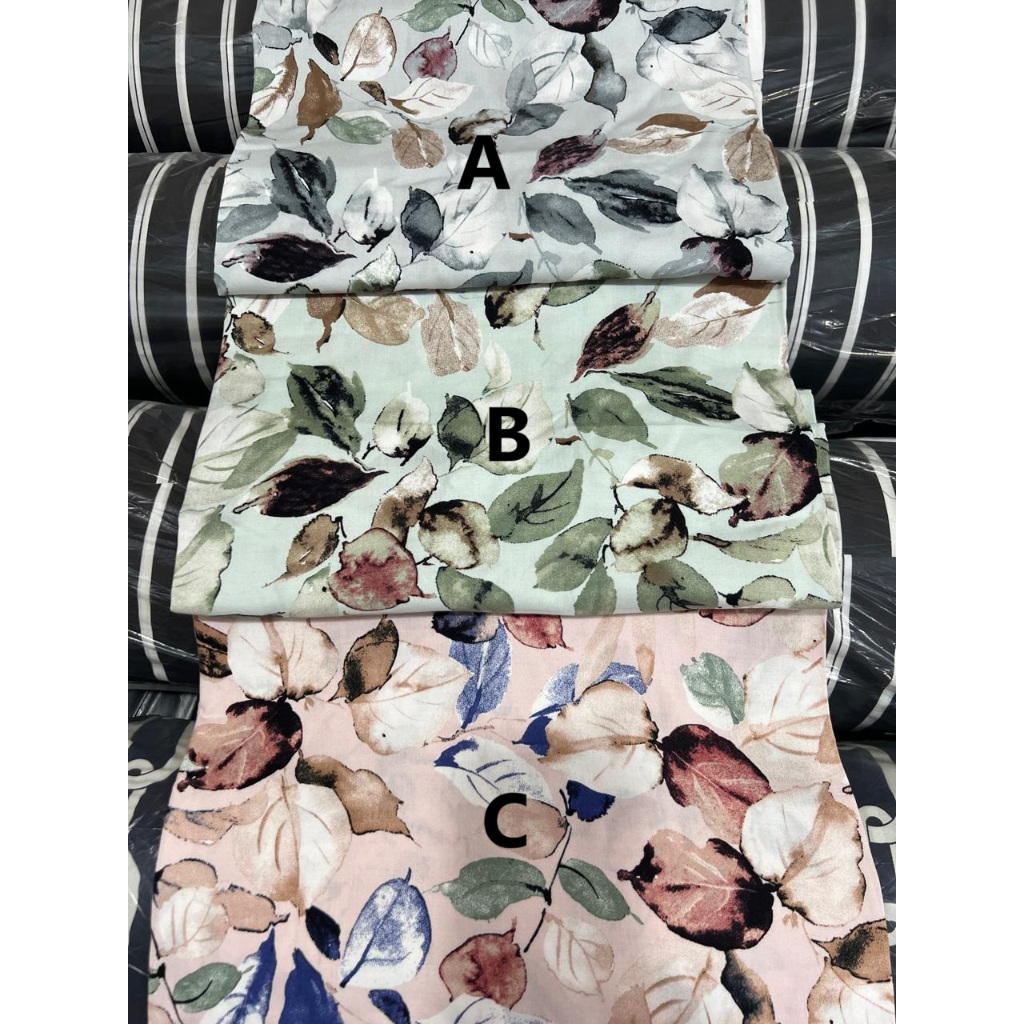 kain katun rayon viscose motif daun terbaru best seller