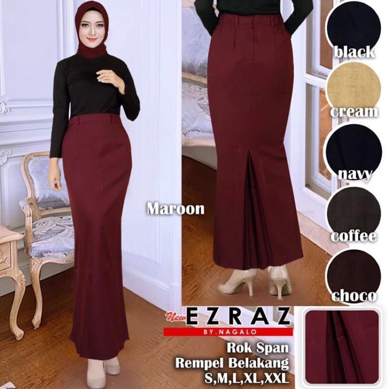 ROK SPAN REMPEL BELAKANG BY EZRAZ // rok panjang span kerja halus adem dan nyaman